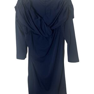 SHEIN Black Ruched Wrap Long Sleeve Gown